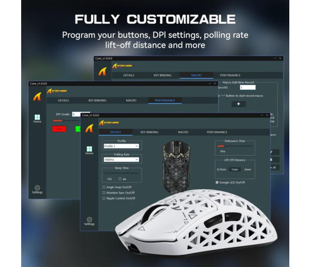 Attack Shark R5Ultra UltralightCarbon 8kHz/42kDPI PAW3950MAX Omron biała - 1472676 - zdjęcie 8